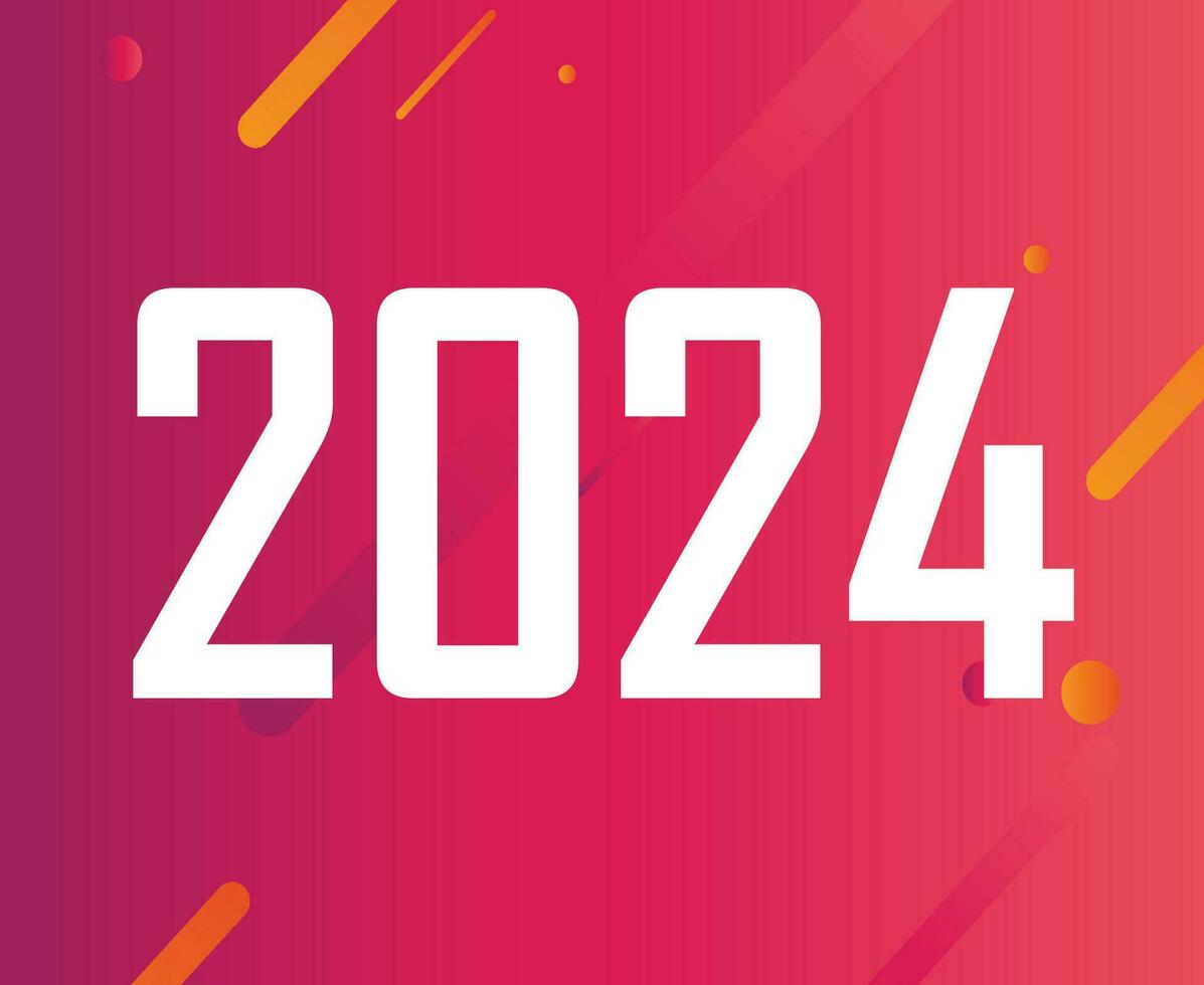 2024 Lycklig ny år Semester abstrakt vit grafisk design vektor logotyp symbol illustration med rosa bakgrund