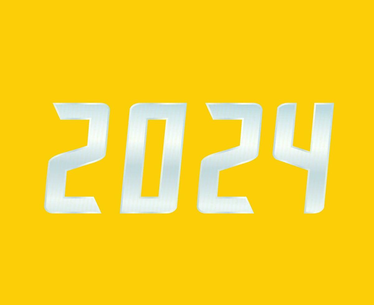 2024 Lycklig ny år Semester abstrakt grå grafisk design vektor logotyp symbol illustration med gul bakgrund