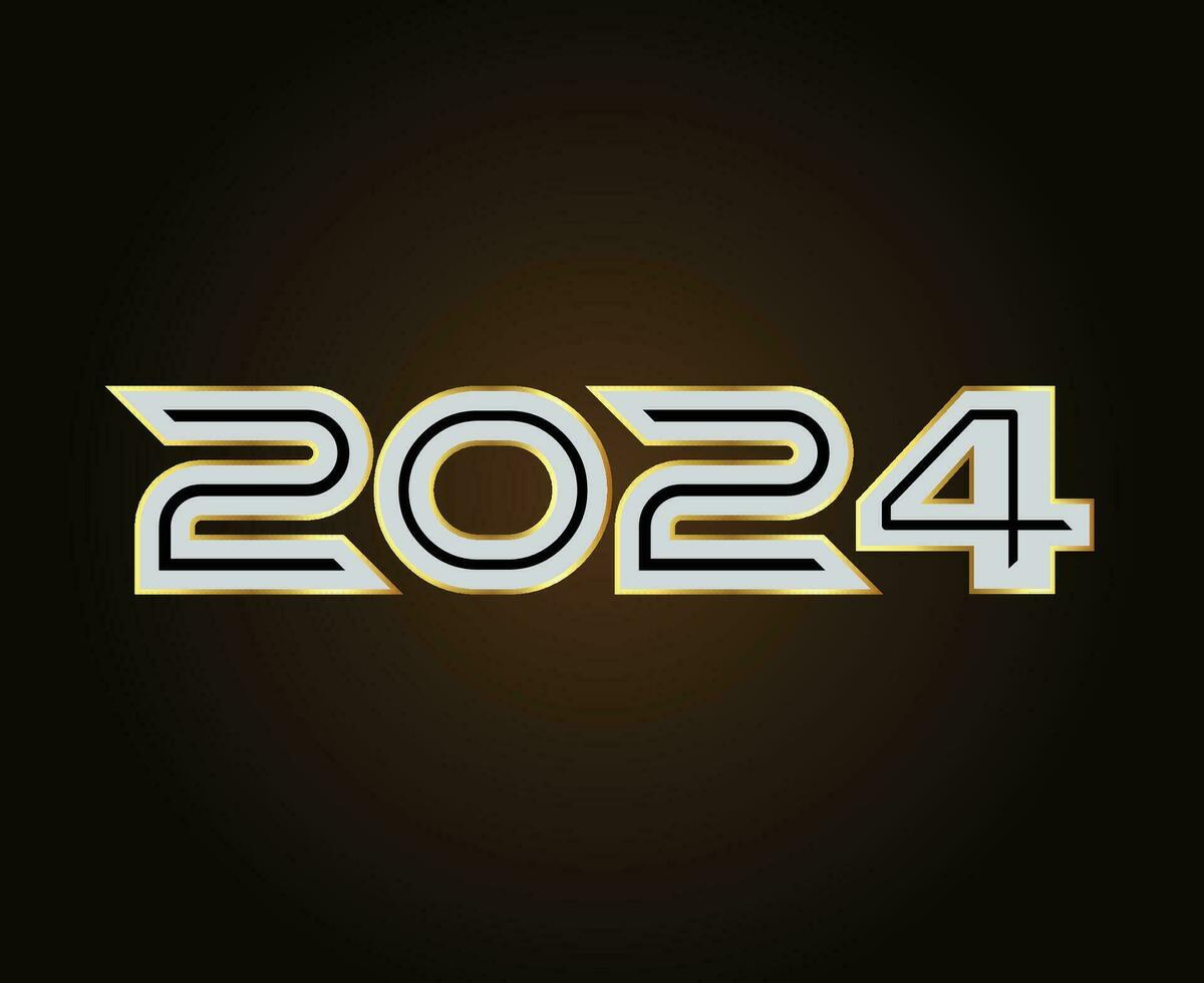 2024 glücklich Neu Jahr Urlaub abstrakt Grafik Design Vektor Logo Symbol Illustration mit Gold Hintergrund