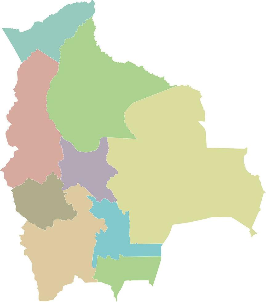 Vektor leer Karte von Bolivien mit Abteilungen und administrative Abteilungen. editierbar und deutlich beschriftet Lagen.