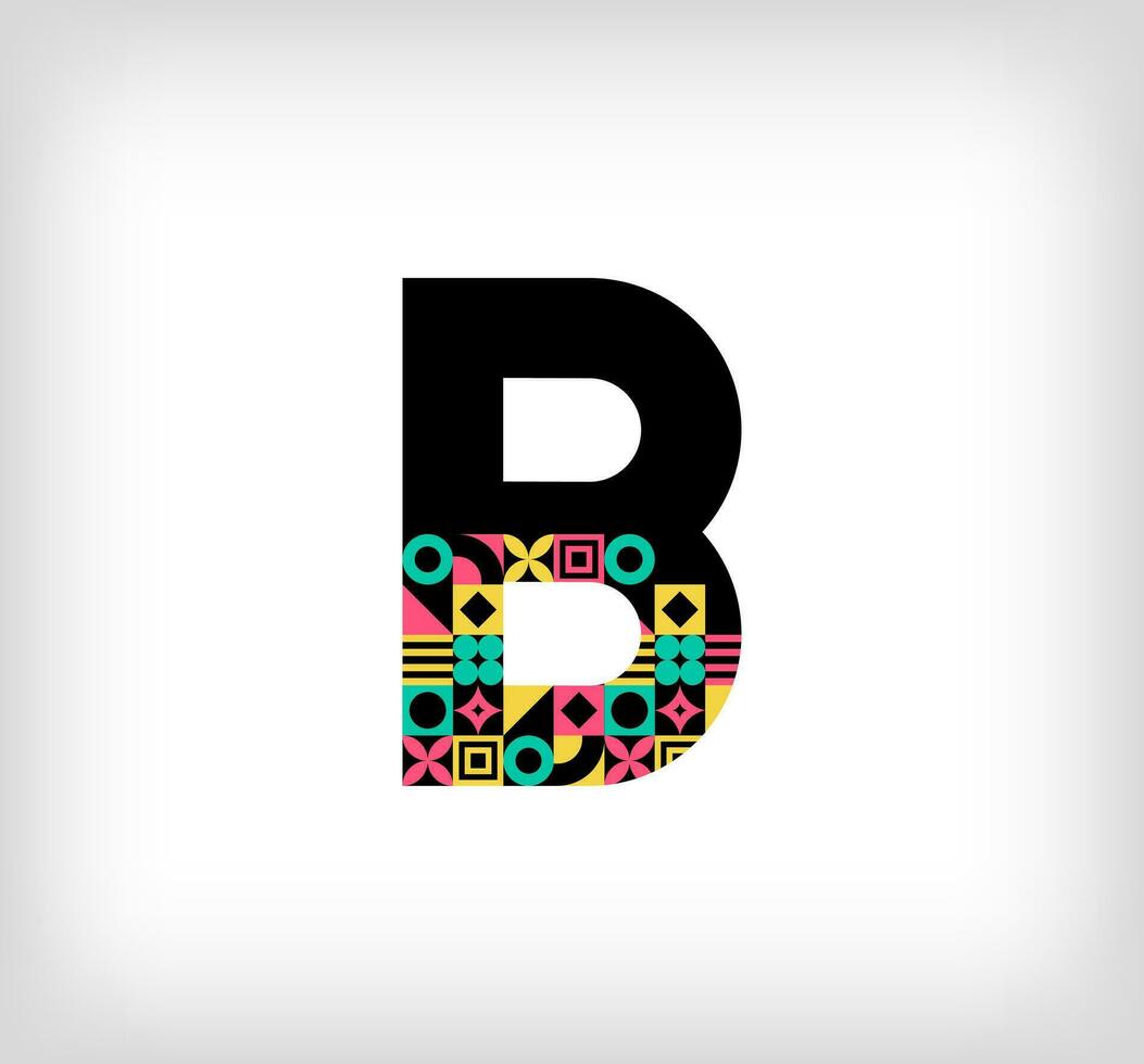 kreativ Brief b. Logo von Hauptstadt Briefe mit geometrisch Formen. kreativ Bildung bunt Grafik. Vektor