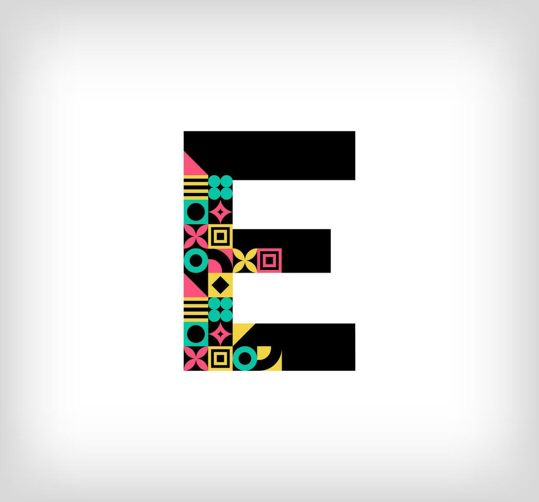 kreativ brev e. logotyp från huvudstad brev med geometrisk former. kreativ utbildning färgrik grafisk. vektor