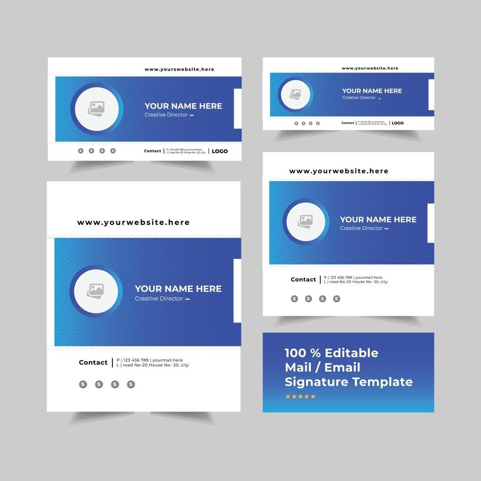 Layout-Designvorlage für persönliche geschäftliche E-Mail-Signaturen vektor