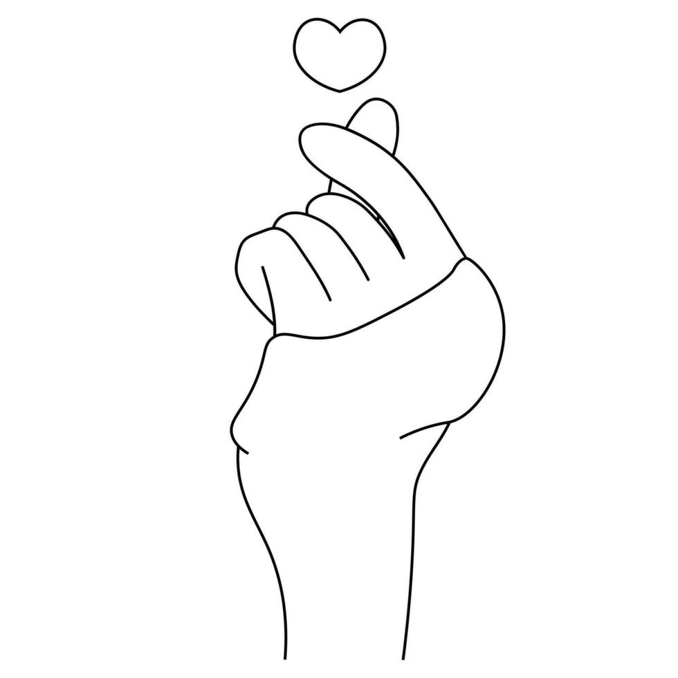 Mini Finger Koreanisch Herz Zeichen im schwarz und Weiß vektor