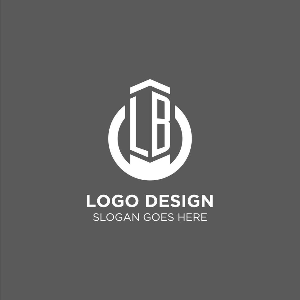 första lb cirkel runda linje logotyp, abstrakt företag logotyp design idéer vektor