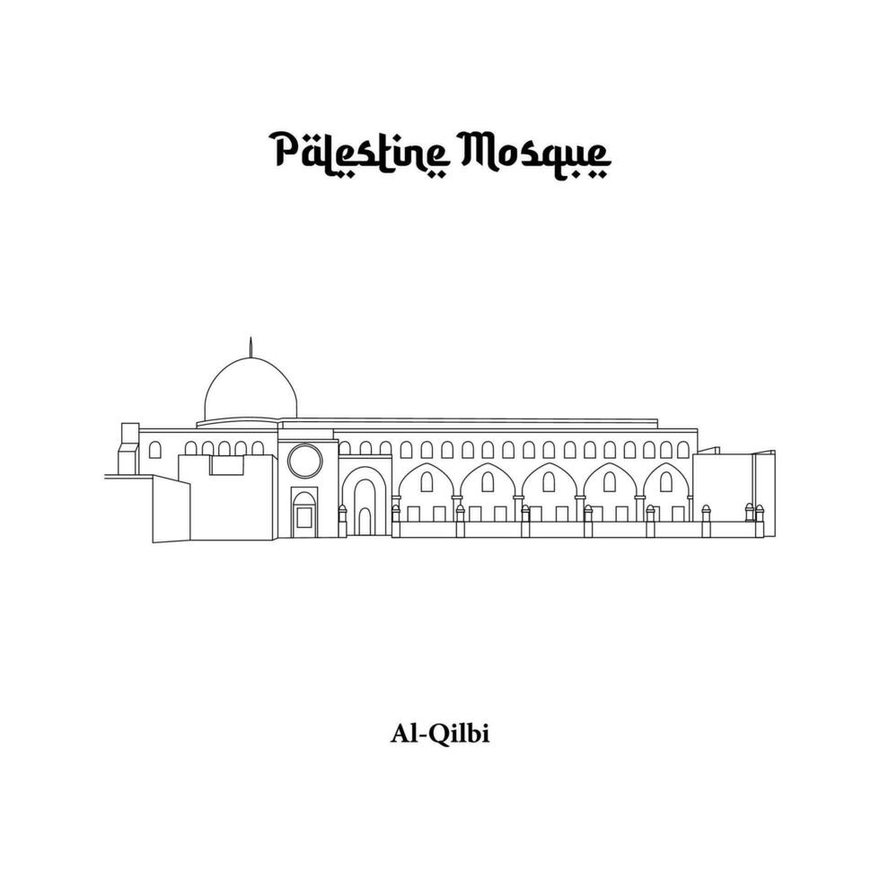 Vektor Design von das al qilbi Moschee im das Stadt von Jerusalem. Palästina Moschee Linie Kunst Design isoliert Weiß Hintergrund