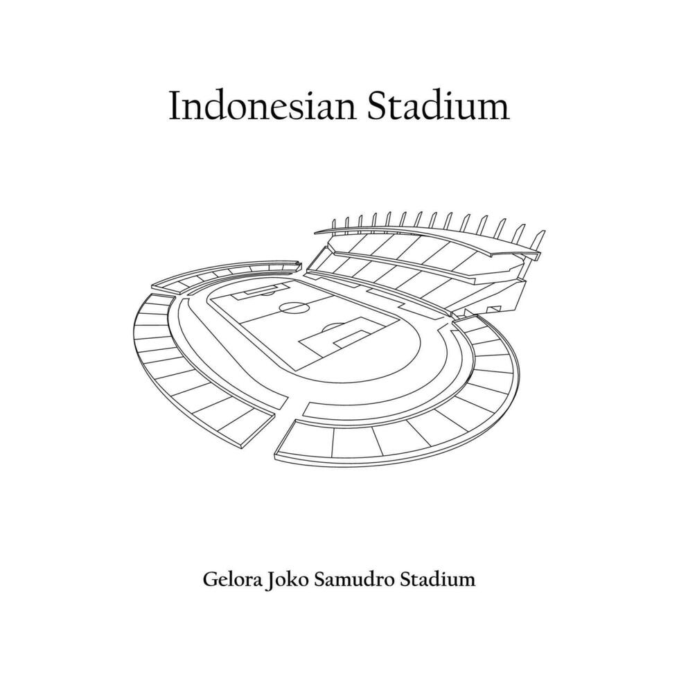 Grafik Design von das gelora joko Samudro Stadion, gresik Stadt, gresik vereinigt Zuhause Team. International Fußball Stadion im indonesisch. vektor