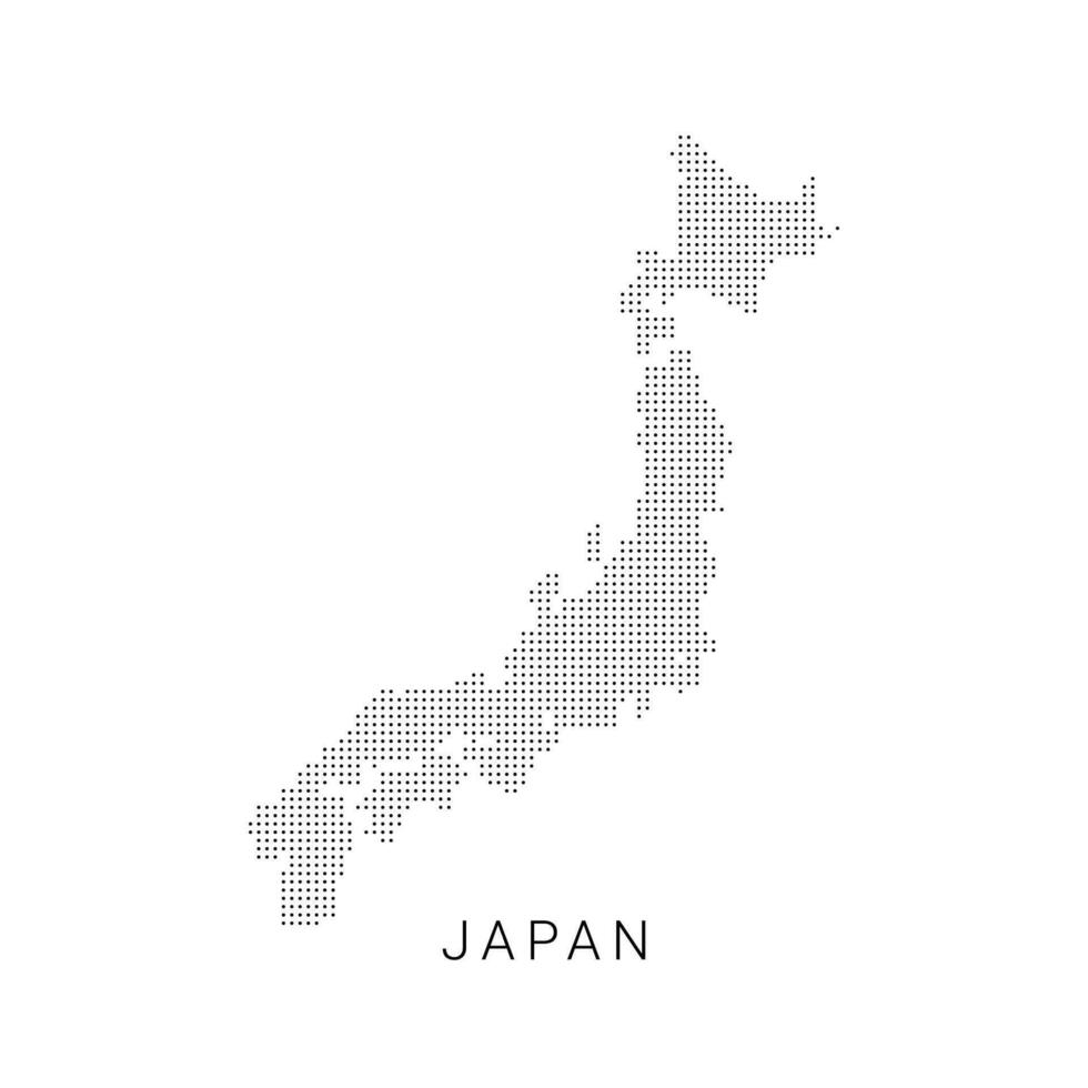 prickad Karta av japan. de form med svart poäng på ljus bakgrund. vektor illustration