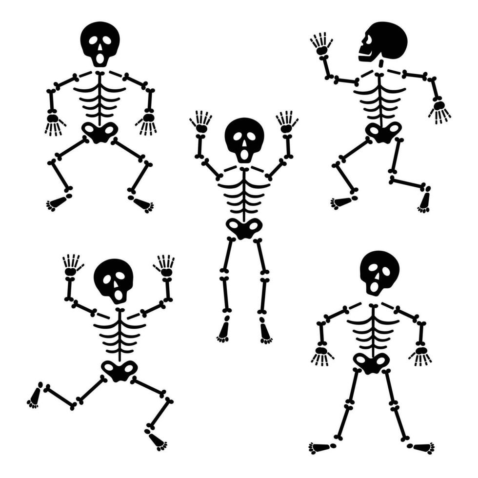 Halloween Skelette schwarz Silhouette vektor