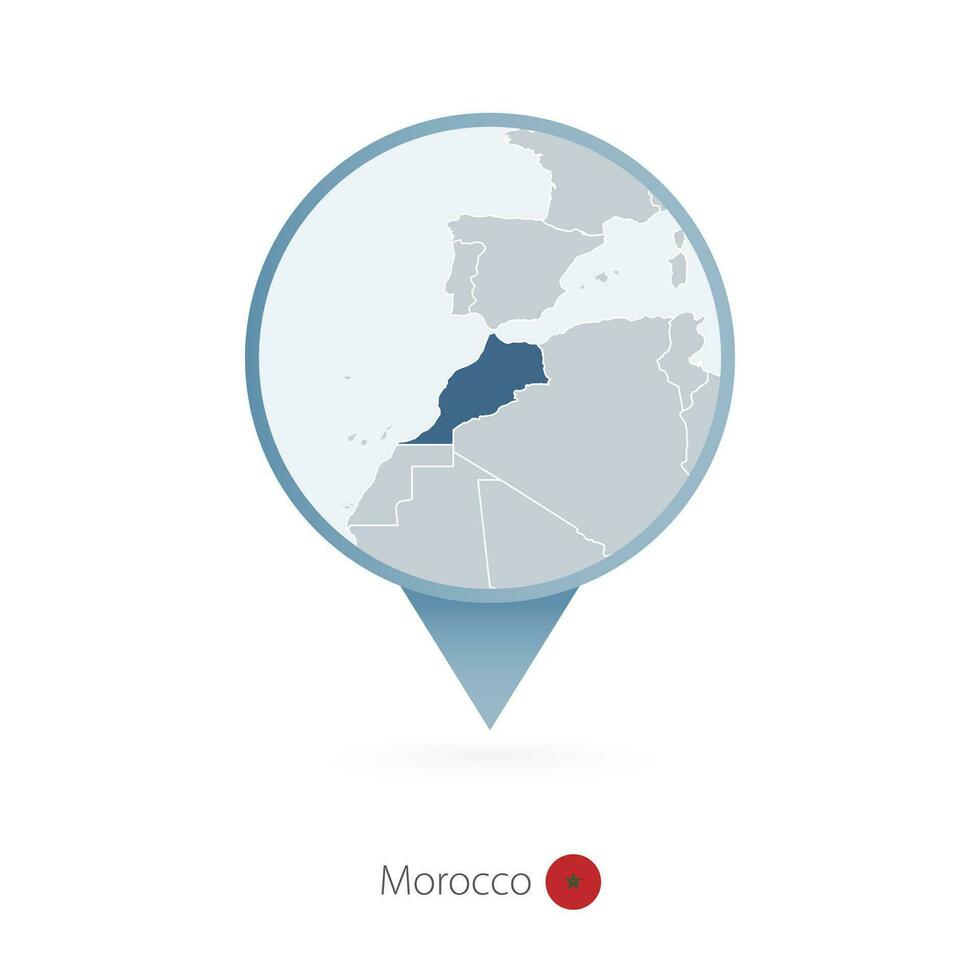 Karta stift med detaljerad Karta av marocko och angränsande länder. vektor