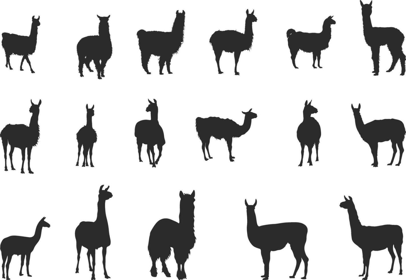 Lama Silhouetten, Lama Silhouette, Lama Tier Silhouette vektor