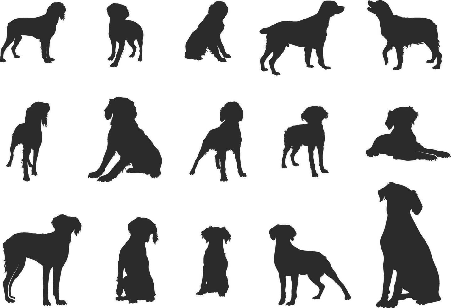 Bretagne Spaniel Silhouette, Bretagne Hund Clip Art, Hund Silhouetten, Bretagne Hund Symbol. vektor