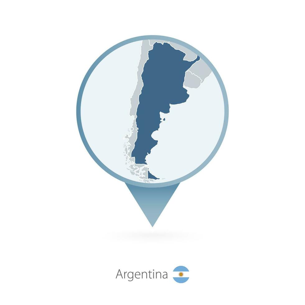 Karta stift med detaljerad Karta av argentina och angränsande länder. vektor