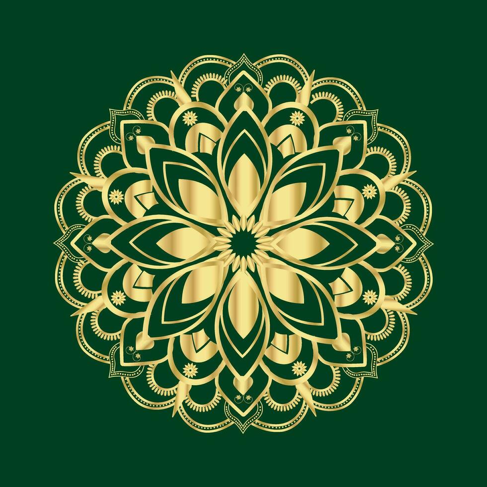 Luxus Mandala mit golden Muster und geometrisch gestalten Arabisch sonst irgendein Festival Stil drucken bereit. vektor