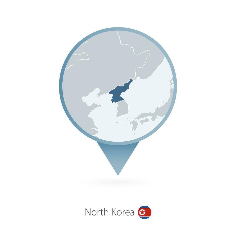 Karte Stift mit detailliert Karte von Norden Korea und benachbart Länder. vektor