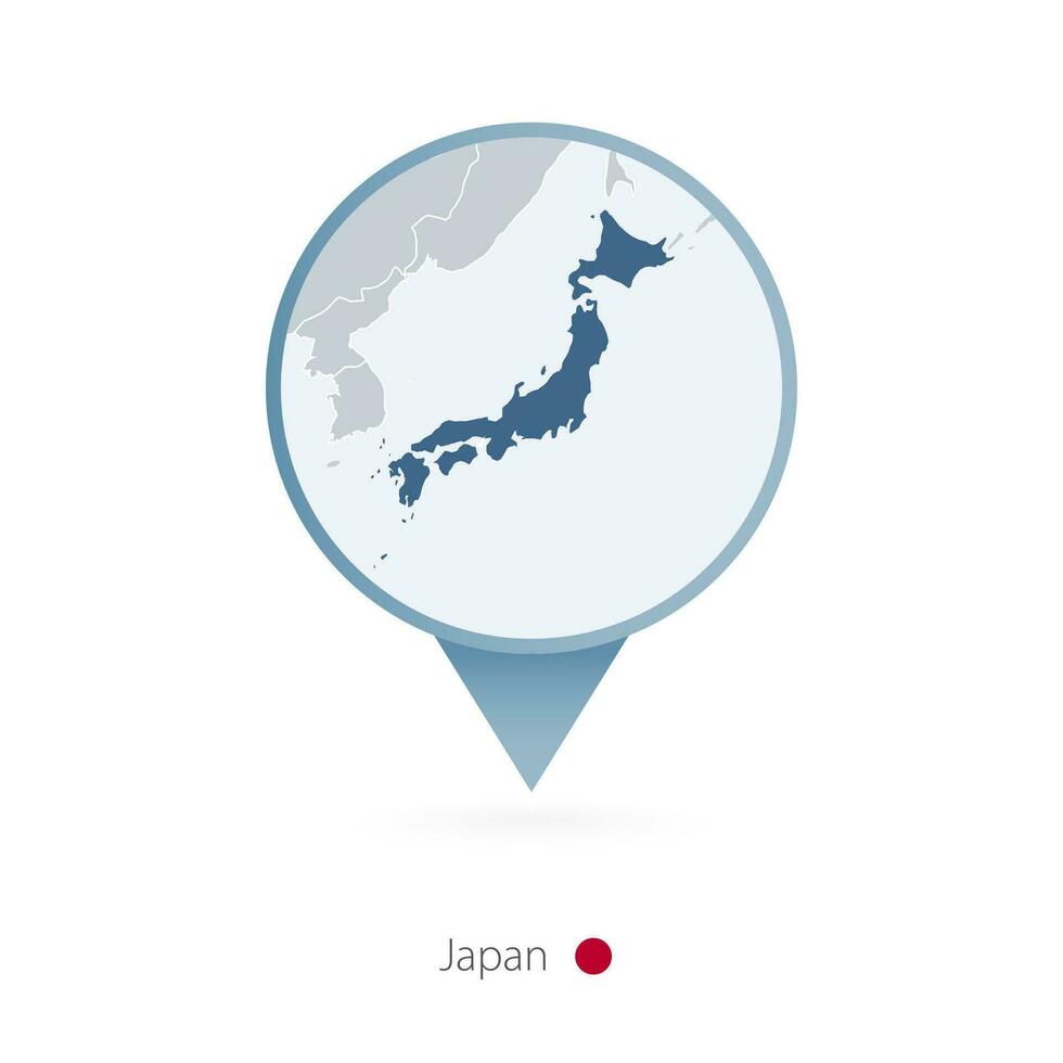 Karte Stift mit detailliert Karte von Japan und benachbart Länder. vektor