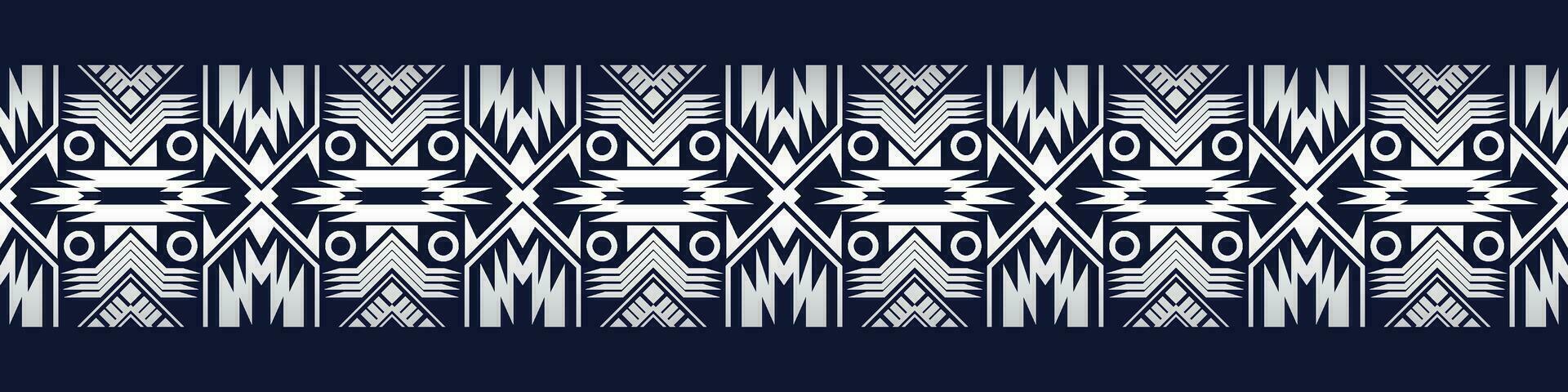 aztec gräns Marin blå bakgrund, stam- mönster vektor