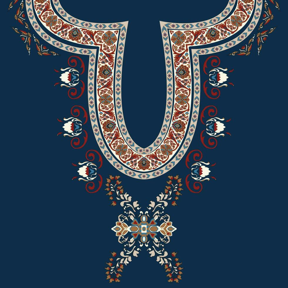 schön Ausschnitt stickerei.geometrisch ethnisch orientalisch Muster traditionell auf schwarz Hintergrund.aztec Stil, abstrakt, Vektor, Illustration.Design zum Textur, Stoff, Kleidung, Mode Frauen tragen, drucken. vektor