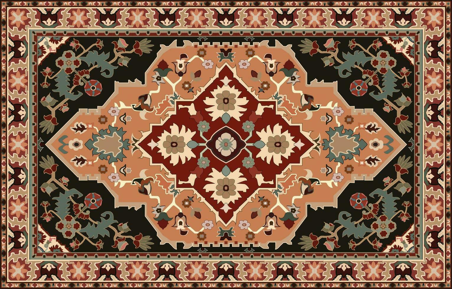 färgrik dekorativ vektor design för matta, tapis, yoga matta. geometrisk etnisk ClipArt. arab dekorativ matta med dekorativ element.persian matta