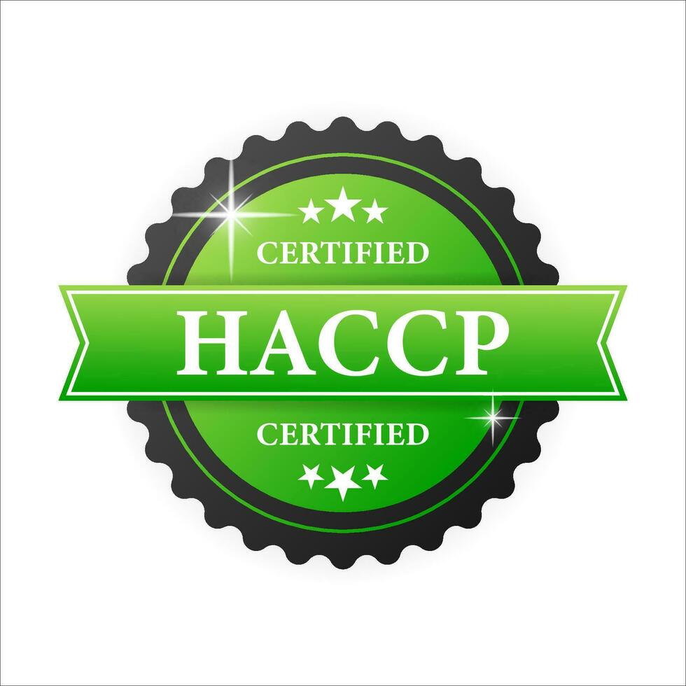 haccp zertifiziert Grün Gummi Briefmarke mit Grün Gummi auf Weiß Hintergrund. realistisch Objekt. Vektor Illustration