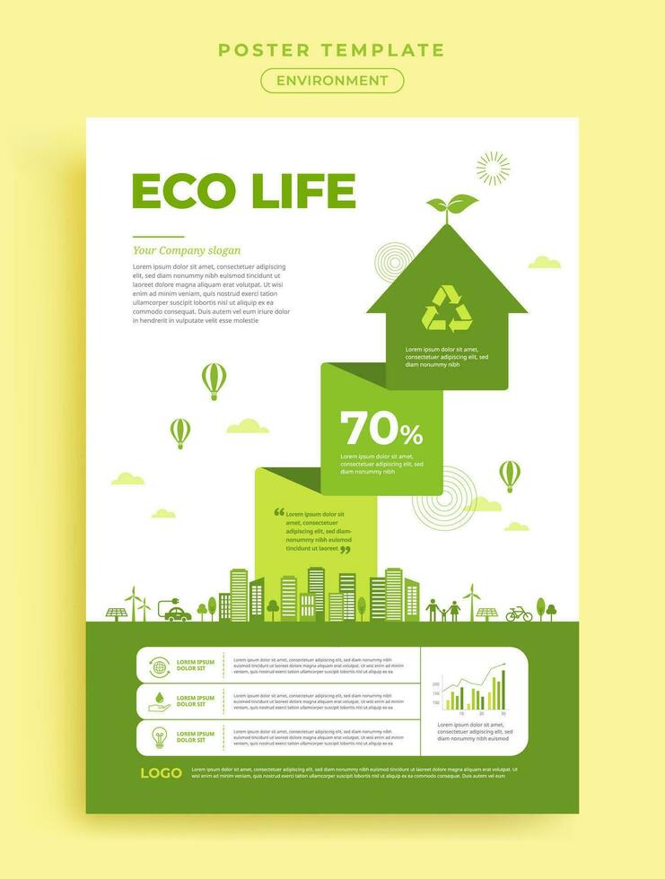 Grün Farbe Poster von Umwelt Infografiken vektor