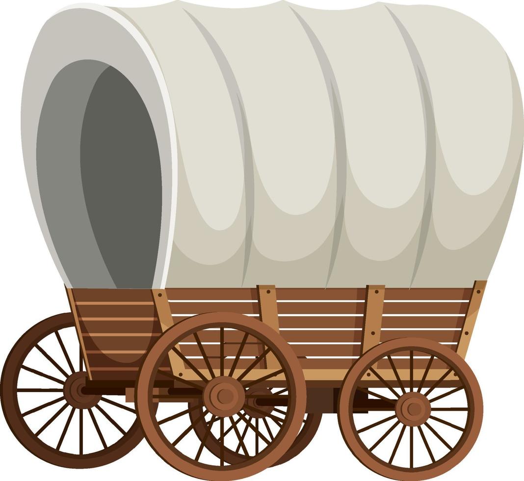 mittelalterlicher Holzwagen auf weißem Hintergrund vektor
