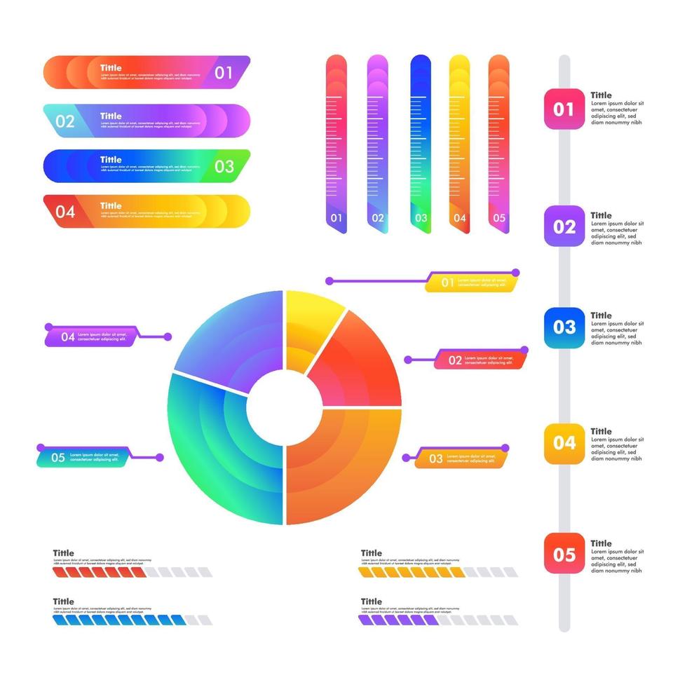 färgglada och minimalistiska infografiska element vektor