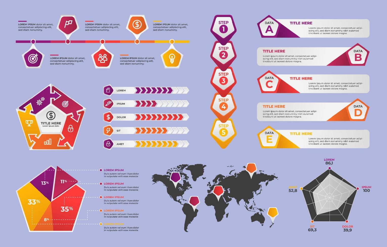 samling av infografiska elementmall vektor