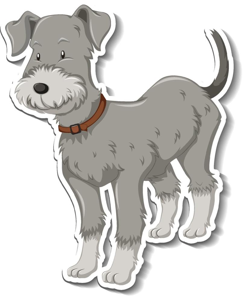en klistermärkesmall för hund seriefigur vektor