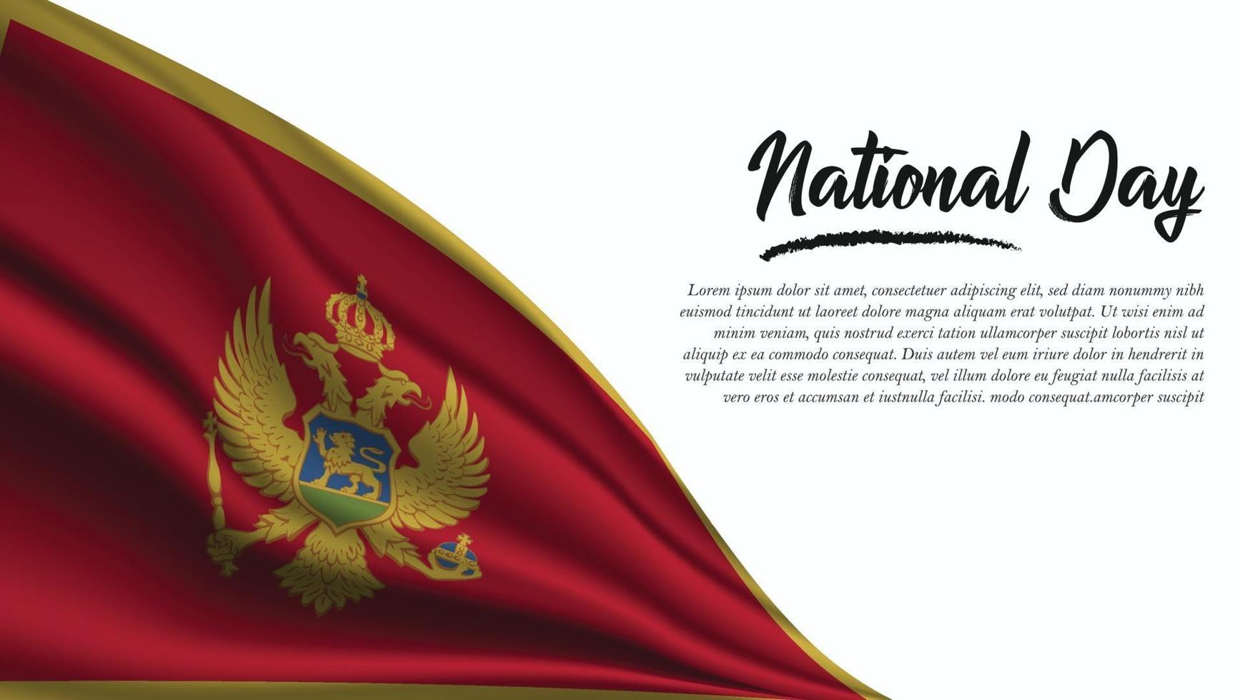 nationaldag banner med montenegro flagga bakgrund vektor