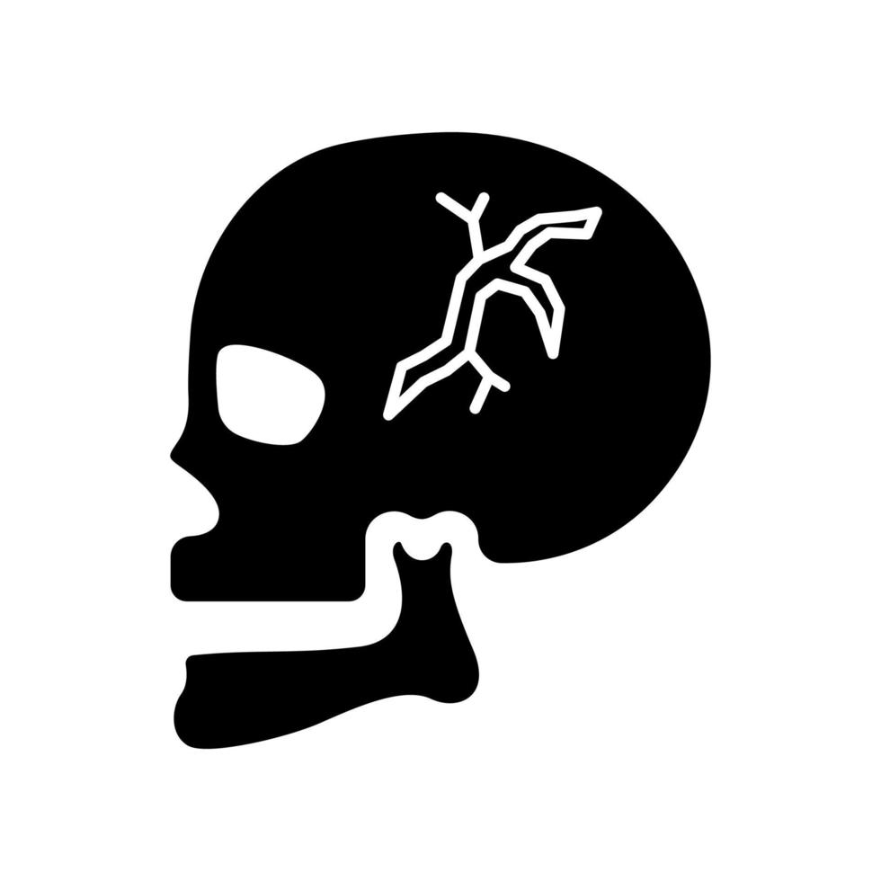 Schädelbruch schwarzes Glyphensymbol vektor