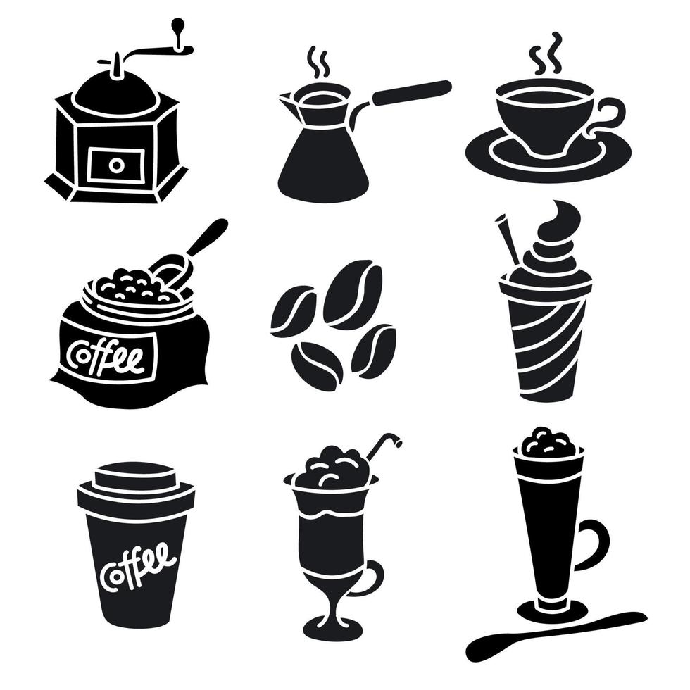 Kaffeegetränke Icons Set vektor