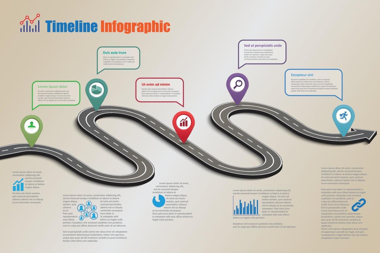 Business-Roadmap-Timeline-Infografik, Vektorillustration vektor