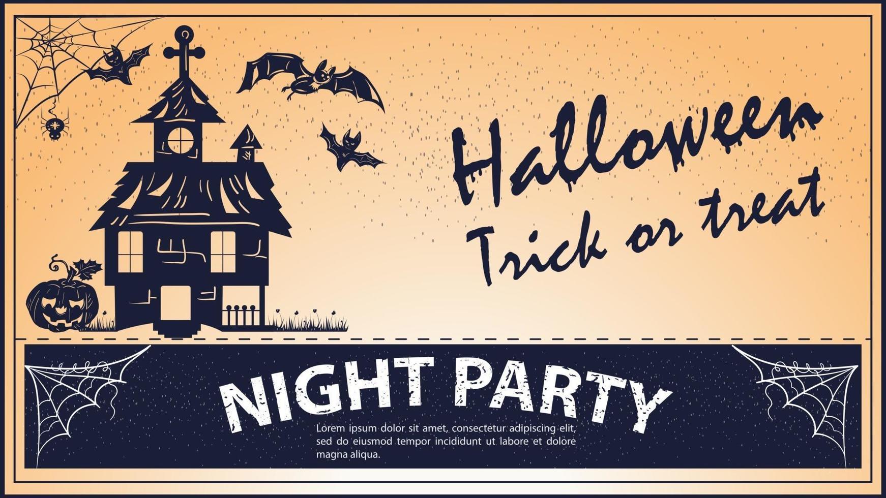 Vintage Einladung für das Halloween-Ferienhaus mit Geistern vektor