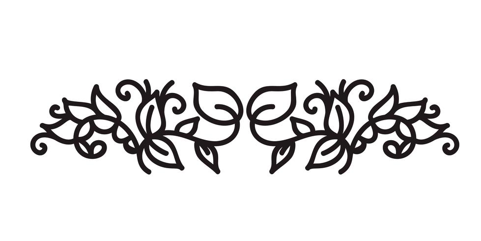 Monoline Flourish skandinavischer Monogrammvektor mit Blättern und Blumen vektor