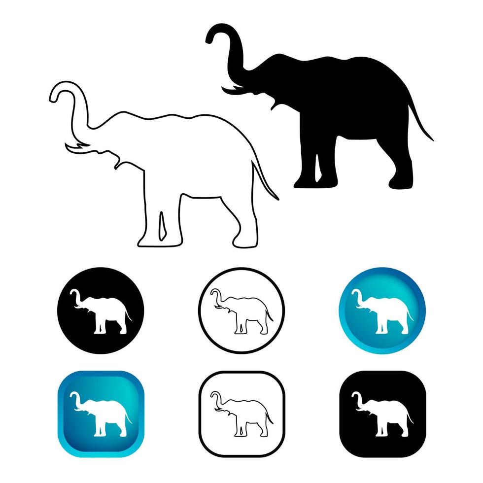 abstrakt elefant djur ikonuppsättning vektor