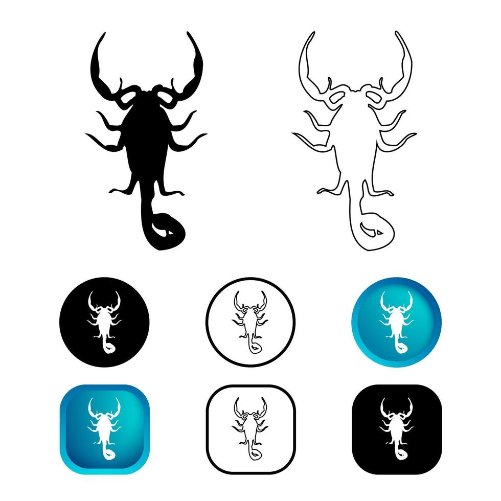 abstrakt skorpion djur ikonuppsättning vektor