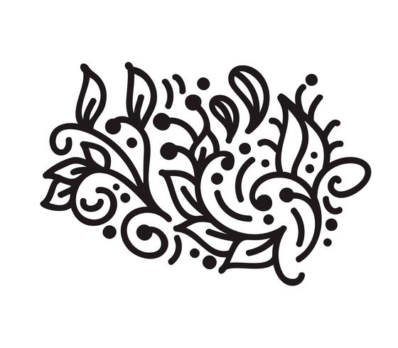 Vintage skandinavisk monoline blomstra monogramvektor med löv och blommor vektor
