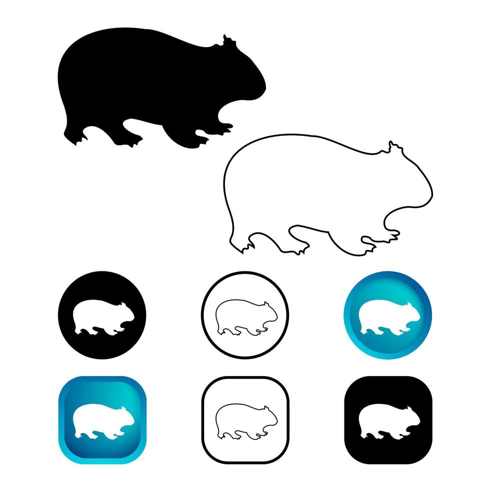 abstrakte wombat Tier-Icon-Set vektor