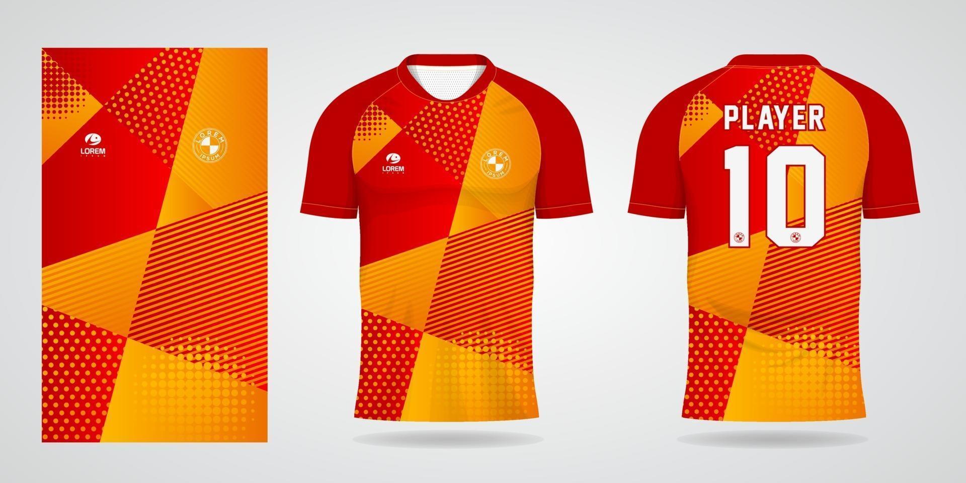 röd orange sporttröja mall för laguniformer och fotbollsdesign vektor