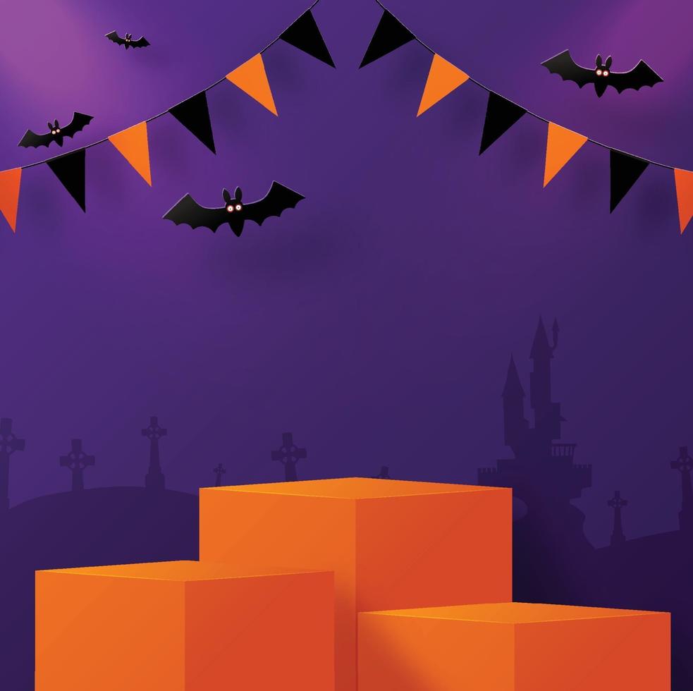 Halloween-Festival-Hintergrunddesign mit 3D-Podium vektor