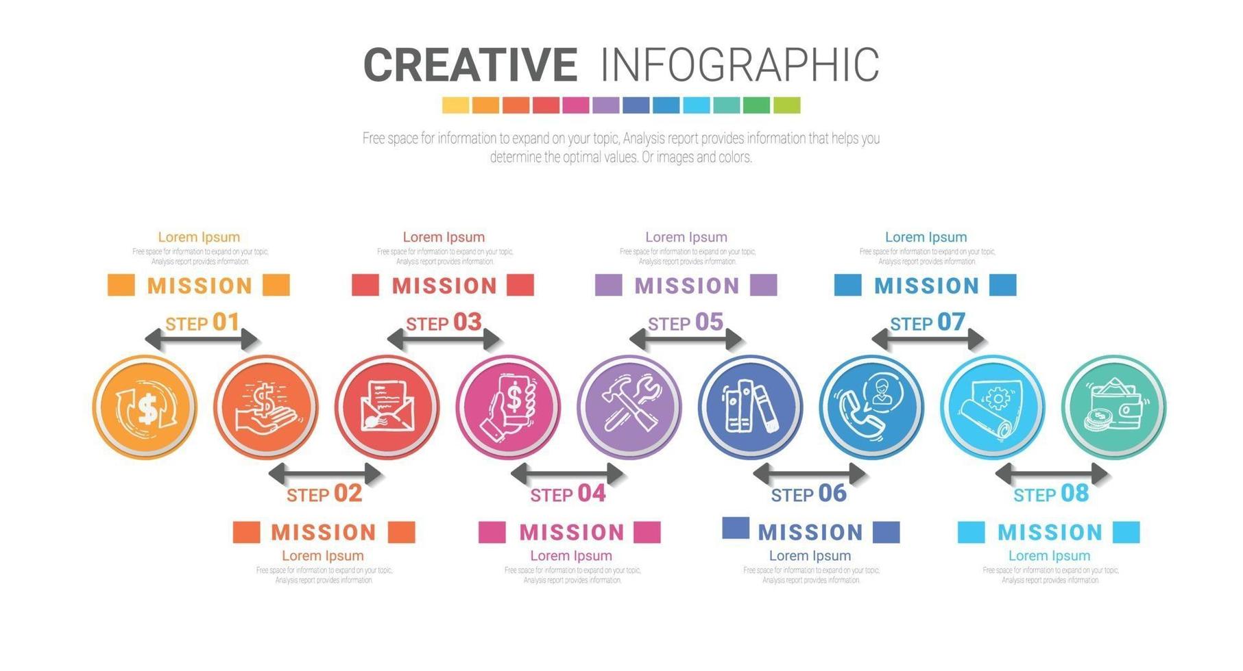 Infografik-Design-Vorlage mit den Nummern 8 Option vektor