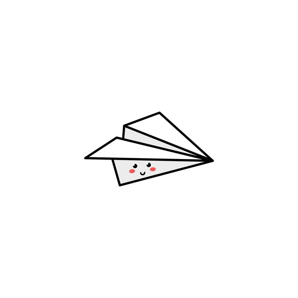 niedliche Origami-Flugzeug-Charakterillustration Lächeln glückliches Maskottchen vektor