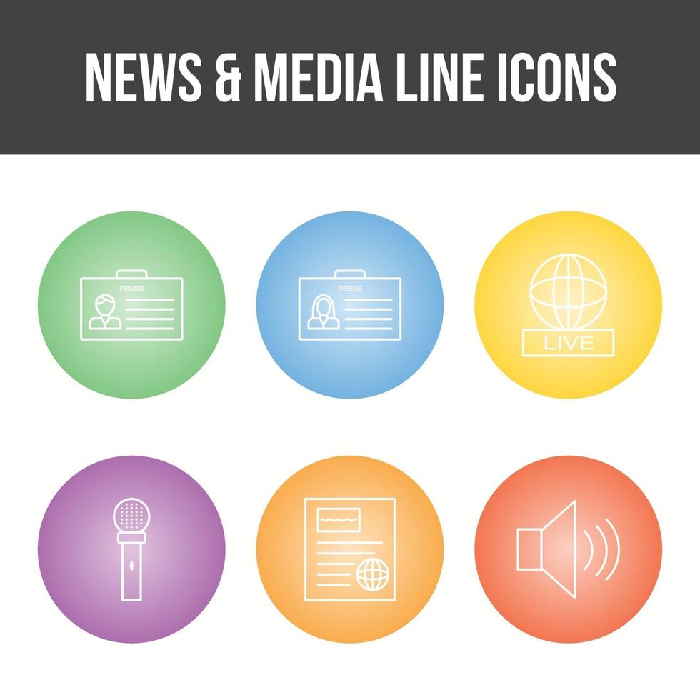 unika nyheter och media vektor ikonuppsättning