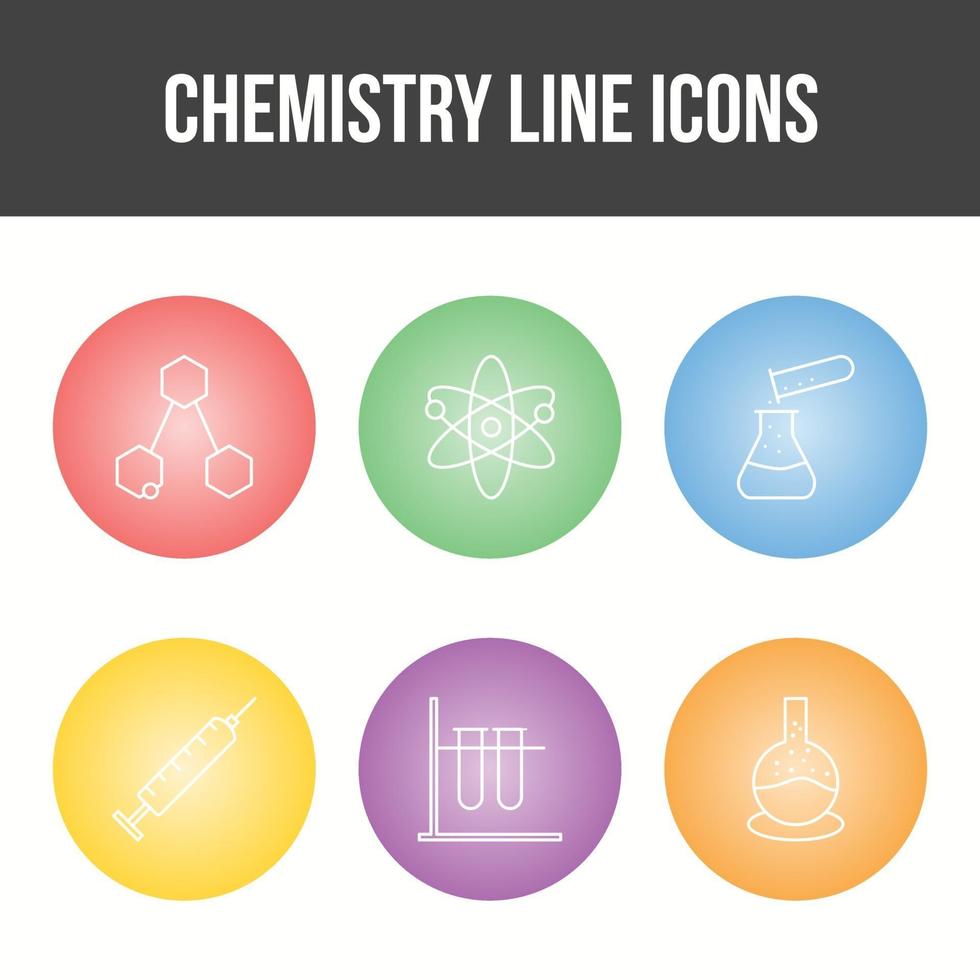 unik kemi linje vektor ikonuppsättning