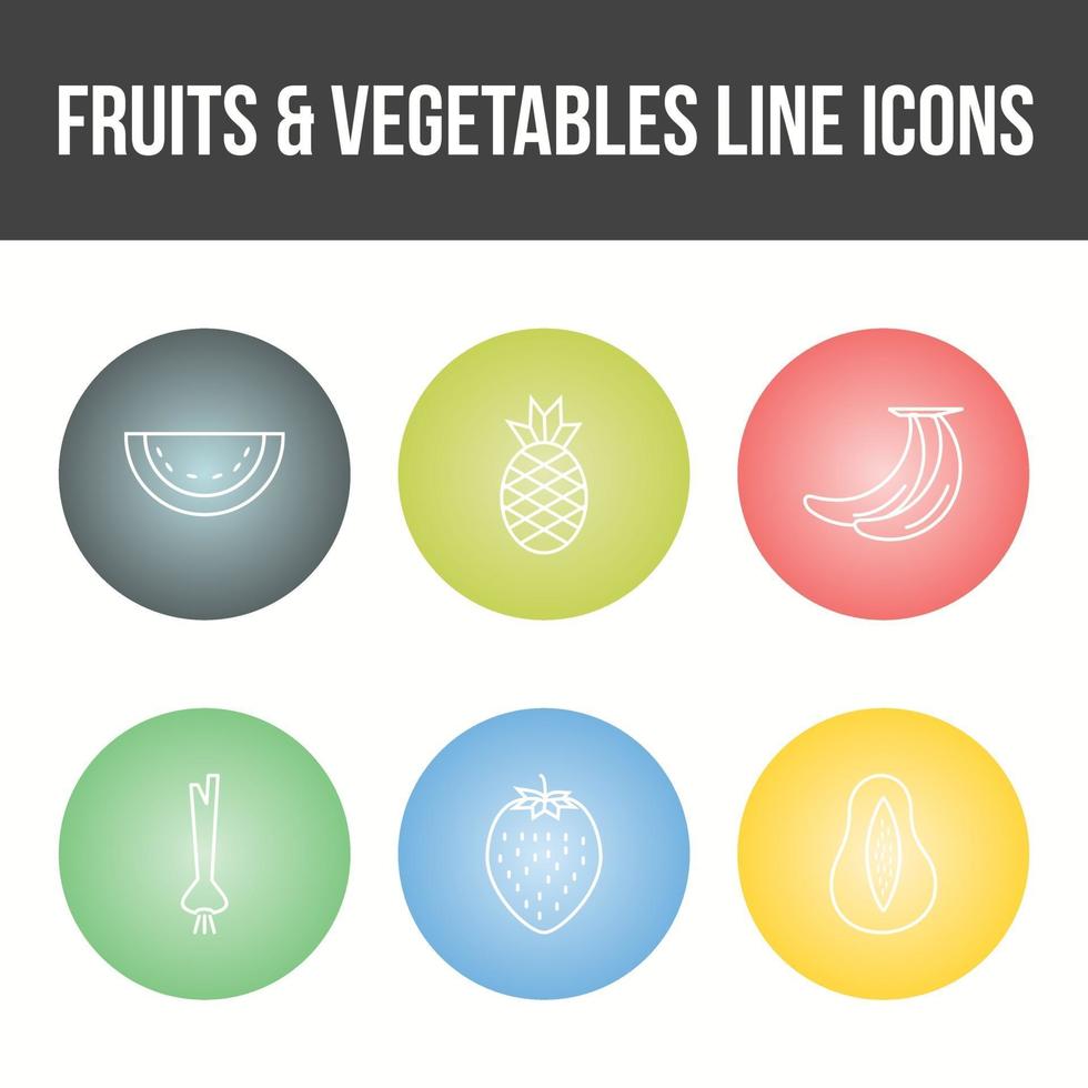 unika frukter och grönsaker vektor Ikonuppsättning