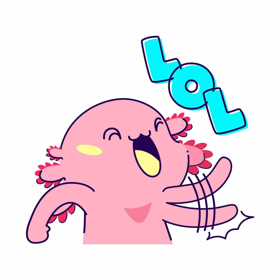 Süße Axolotl-Lachen-Pose-Vektor-Illustration vektor