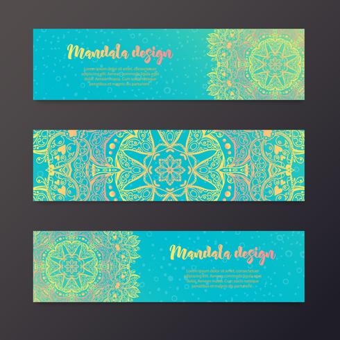 Mandala banner, indisk stil. vektor