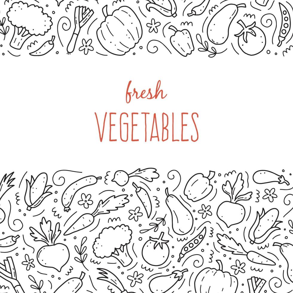 handritad uppsättning grönsaker. vektor illustration av doodle skecth