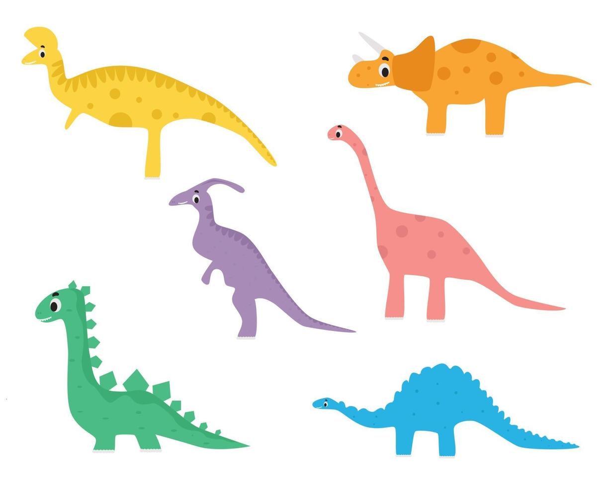 Reihe von Kinderillustrationen von Dinosauriern vektor